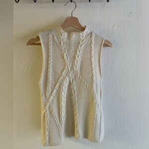 Zara Women Cream Cable Knit Sleeveless Sweater